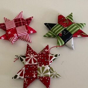Holiday Star Ornament Trio - Red, Green, and White